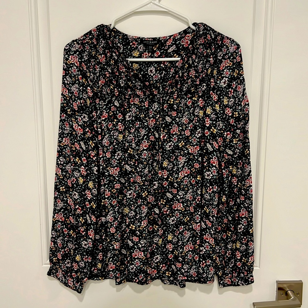 Lucky Brand Floral Tie Front Blouse